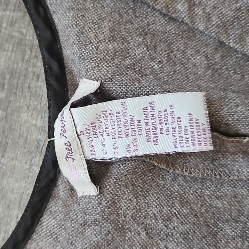 Free People Fall Winter Gray Wool Dress Size 5 V Neck - Picture 8 of 11